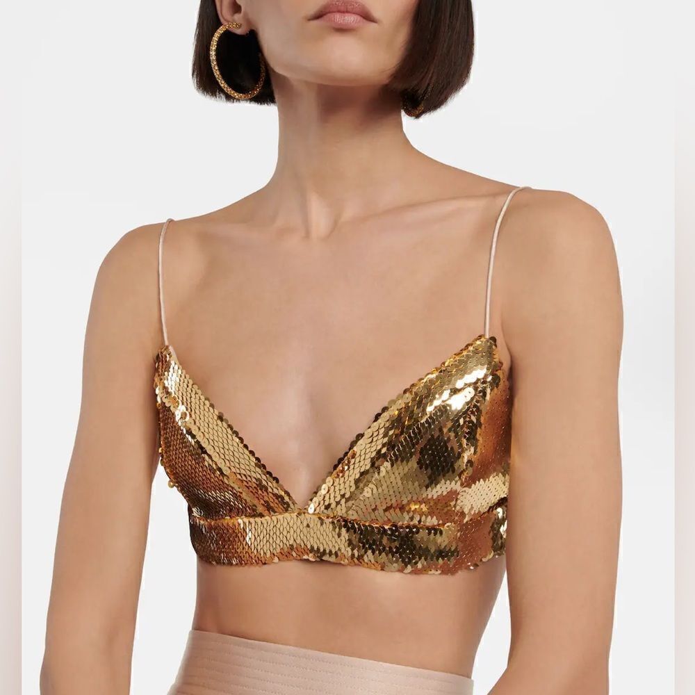 Alex Perry Sequin Embellished Bra Top Gold